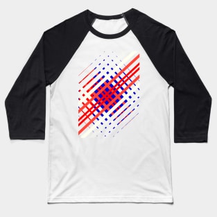 Red And Blue Lines Seamless Pattern, Geometric Baseball T-Shirt